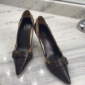 Brown Coach Point Toe Pumps